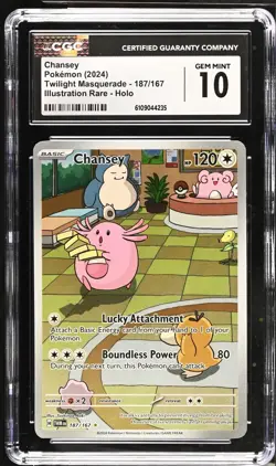 Chansey Pokemon 2024 Twilight Masquerade 187/167 Illustration Rare Holo Gem Mint - Image 1