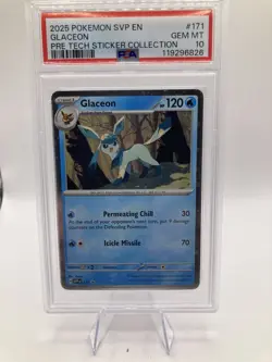 Pokemon Glaceon Prismatic Evolutions Tech Sticker Coll. Promo SVP EN 171 PSA 10 - Image 1