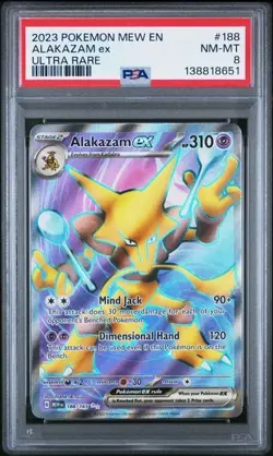 2023 POKEMON MEW EN-151 ULTRA RARE #188 ALAKAZAM EX PSA 8 - Image 1