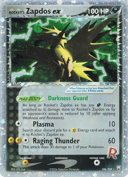 2004 Pokemon EX Team Rocket Returns Rocket's Zapdos EX 106/109 Holo Foil - Image 1