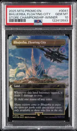 2025 MTG PROMOS STORE CHAMP-WINNER #0041 BHUJERBA, FLOATING CITY PSA 10 - Image 1