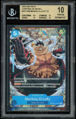 BGS 10 Pristine - Monkey D. Luffy OP11-058 Treasure Rare One Piece OP13 English - Image 1