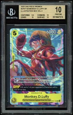 BGS 10 Pristine Monkey D. Luffy OP07-109 Illustration Box Vol. 3 Promo One Piece - Image 1