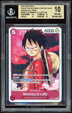 BGS 10 Monkey D. Luffy ST01-012 SR Super Pre-Release Stamped One Piece ST01 2022 - Image 1