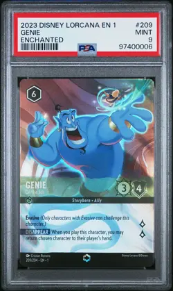 2023 DISNEY LORCANA EN 1-THE FIRST CHAPTER ENCHANTED GENIE - ON THE JOB PSA 9 - Image 1