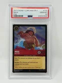 2023 Disney Lorcana EN 1 #114 Maui, Hero to All Foil PSA 10 - Image 1
