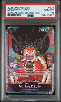 2025 One Piece Promos Monkey D. Luffy Bandai Card Games Fest PSA 10 GEM MINT - Image 1