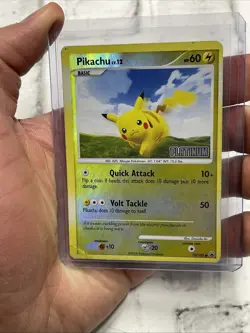 Pokemon 2008 Pikachu 70/100 Majestic Dawn Reverse Holo Platinum Stamp HP Card - Image 1