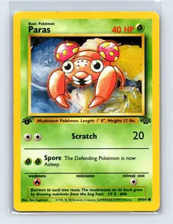 Pokemon TCG Paras Jungle Card 59/64 Regular Common 1st Edition - Image 1