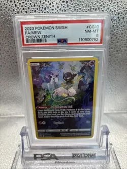 2023 POKEMON SWORD & SHIELD CROWN ZENITH #GG10 FULL ART/MEW PSA 8 - Image 1