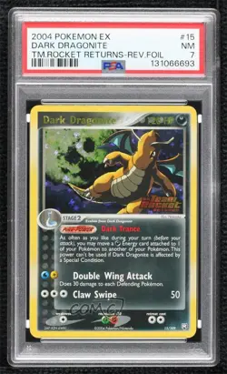 Dark Dragonite Reverse Foil Pokemon EX Team Rocket Returns PSA 7 2004 - Image 1