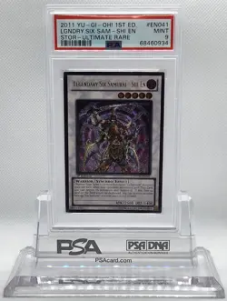 YUGIOH 1ST STOR-EN041 LEGENDARY SIX SAMURAI SHI EN ULTIMATE PSA 9 MINT #68460934 - Image 1