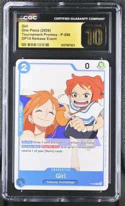 CGC 10 Pristine Girl & Nami P-096 OP14 Release Event Participant Promo One Piece - Image 1