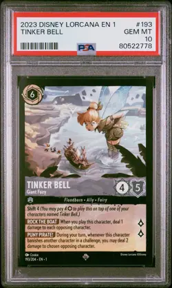 2023 DISNEY LORCANA EN 1-THE FIRST CHAPTER #193 TINKER BELL - GIANT FAIRY PSA 10 - Image 1