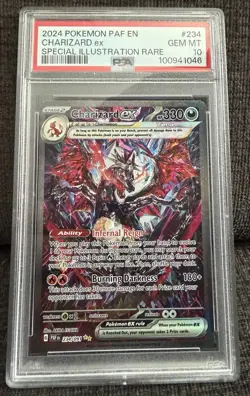 2024 POKEMON PAF EN PALDEAN FATES SPECIAL ILLUSTRATION RARE CHARIZARD EX PSA 10 - Image 1