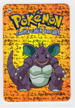 Nidoking #034 - Vintage Pokemon Vending Prism Holo Sticker Card 2000 Nintendo - Image 1