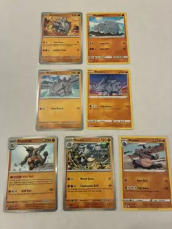 Lot of 7 Rhyhorn and Rhydon Pokemon Cards - Image 1