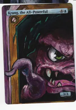 Krang, The All-Powerful Altered Art Magic The Gathering Mtg Hand Painted Card - Image 1