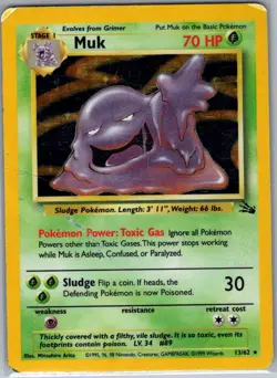 Muk 13/62 Holo Fossil - Pokemon Card - MP - Image 1
