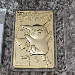 1999 Burger King Pokemon Pikachu 23K Gold-Plated Trading Card With Pokeball - Image 2