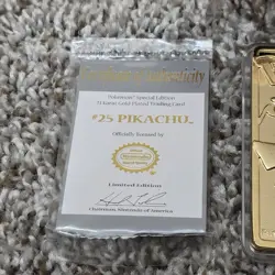 1999 Burger King Pokemon Pikachu 23K Gold-Plated Trading Card With Pokeball - Image 4