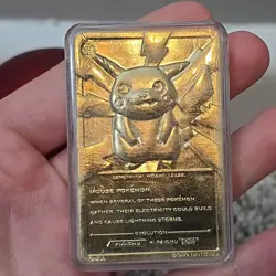 1999 Burger King Pokemon Pikachu 23K Gold-Plated Trading Card With Pokeball - Image 5