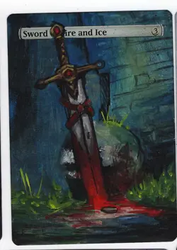 Sword of Fire and Ice Altered Art Magic The Gathering Mtg Hand Painted Card - Image 1