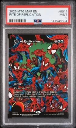 2025 MTG MARVEL'S SPIDER-MAN: SOURCE MAT #0014 RITE OF REPLICATION PSA 9 - Image 1