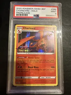 2020 Pokemon SwSh BSP Prerelease #066 Charizard Holo PSA Mint 9 - Image 1
