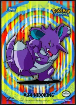 2000 Pokemon TV Animation Series 2 #34 Nidoking Sticker #2 of 10 Blue Logo - Image 1