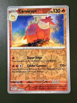 Pokemon TCG Camerupt 12/91 Paldean Fates SV4.5 Reverse Holo NM - Image 1