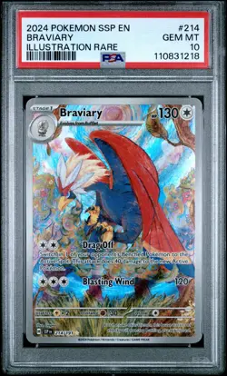 2024 POKEMON SSP EN-SURGING SPARKS ILLUSTRATION RARE #214 BRAVIARY PSA 10 - Image 1