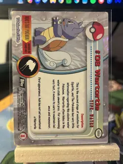 Wartortle #08 Pokemon Topps TV Holo Foil black Logo 1999 Series 1 In Top Loader - Image 2