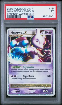 2008 POKEMON DIAMOND & PEARL LEGENDS AWAKENED #144 MEWTWO LV.X-HOLO PSA 1 - Image 1