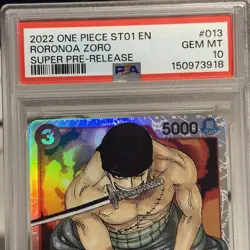 2022 ONE PIECE ST01-013 RORONOA ZORO SUPER PRE-RELEASE PSA 10 GEM MINT - Image 3
