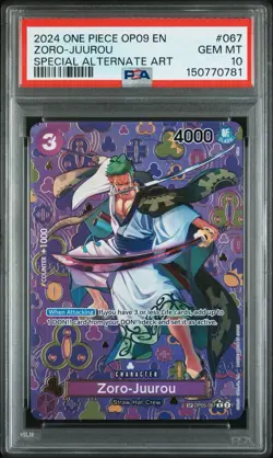 ONE PIECE EMPERORS IN THE NEW WORLD ZORO JUUROU SP ALT ART OP05 067 PSA 10 GM MT - Image 1