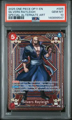 ONE PIECE OP11 A FIST OF DIVINE SPEED SILVERS RAYLEIGH SP OP09 005 PSA 10 GEM MT - Image 1