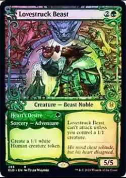 MTG Lovestruck Beast / Heart's Desire 299 R (Showcase) FOIL Throne of Eldraine - Image 1