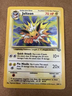 Vintage Jolteon Pokemon Card 1999 Jungle Set #4/64 Rare Non-Holo LP - Image 1