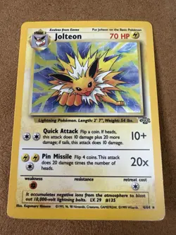 Vintage Jolteon Pokemon Card 1999 Jungle Set #4/64 Rare Non-Holo LP - Image 3