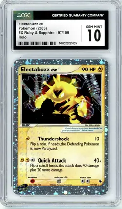 Pokemon Electabuzz EX #97 EX Ruby and Sapphire CGC 10 Gem Mint - Image 1