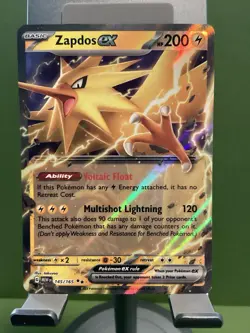 Pokemon TCG Zapdos EX 145/165 Scarlet & Violet 151 Double Rare Full Art Holo LP - Image 1