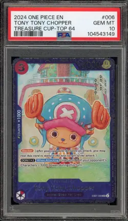 One Piece CCG Tony Tony.Chopper Treasure Cup Top 64 EB01-006 PSA 10 Gem Mint - Image 1