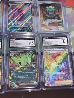Lot 8 Pokemon Cards CGC Graded Mixed Grades Guzma Tyranitar EX Palkia + - Image 4