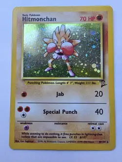 Pokemon TCG Hitmonchan Base Set 2 Holo Unlimited Rare Card 8/130 NM / LP Wotc - Image 1