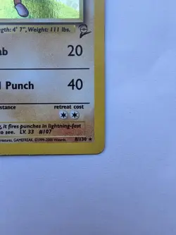 Pokemon TCG Hitmonchan Base Set 2 Holo Unlimited Rare Card 8/130 NM / LP Wotc - Image 2