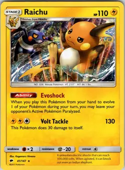 Raichu 41/147 SM - Burning Shadows Pokemon NM Holo - Image 1