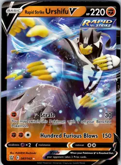 Rapid Strike Urshifu V 087/163 SWSH05: Battle Styles Pokemon NM Holo - Image 1