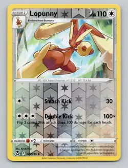 Reverse Holo Lopunny 145/195 Uncommon Silver Tempest Pokemon - Image 1