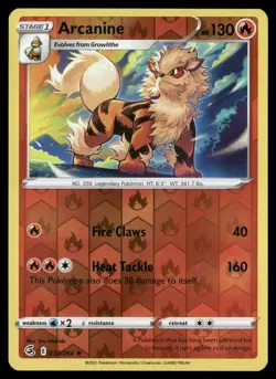 Arcanine 033/264 Rare Fusion Strike Pokemon Reverse Holo Near Mint - Image 1